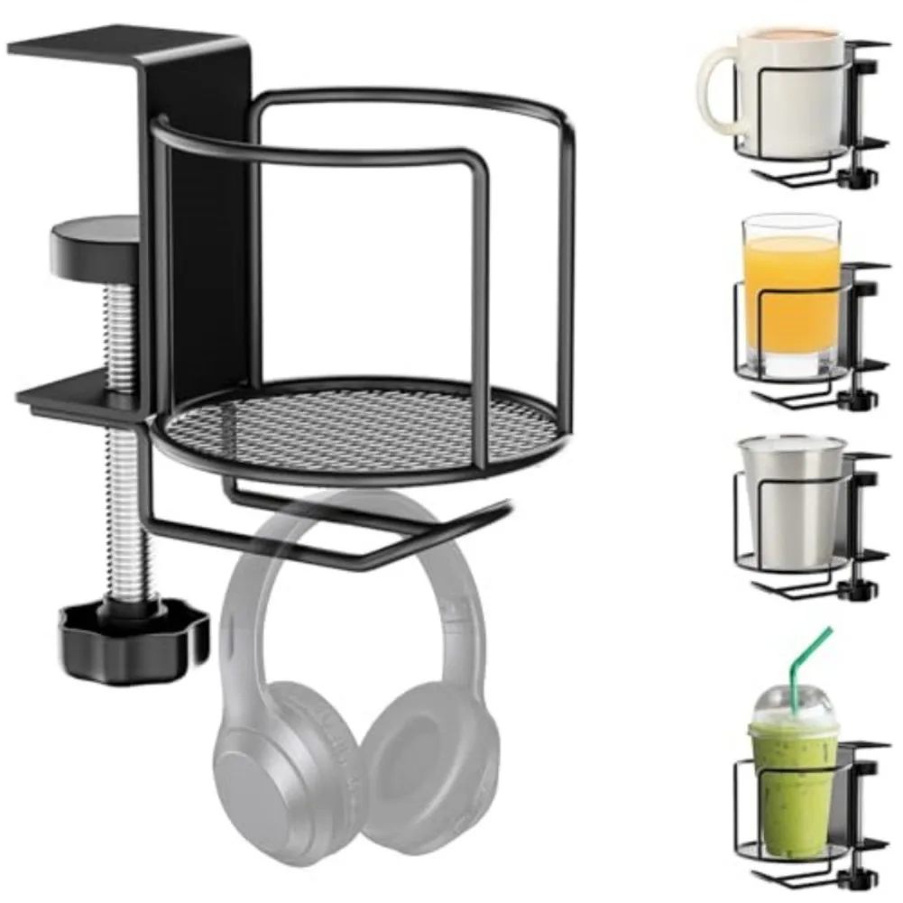 2-in-1 조절 가능한 책상 컵 홀더, 흘림 방지 병 - Headphone Stand Desk 리뷰 및 가격