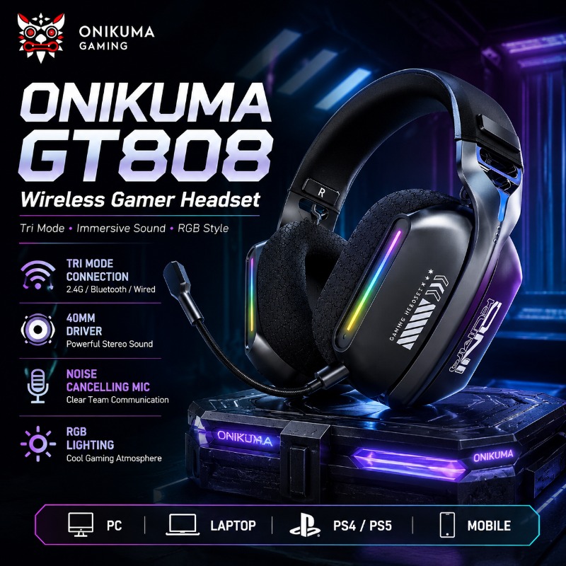 ONIKUMA GT808 무선 게임용 헤드셋 트라이 모 - Gaming Headset Rgb 리뷰 및 가격